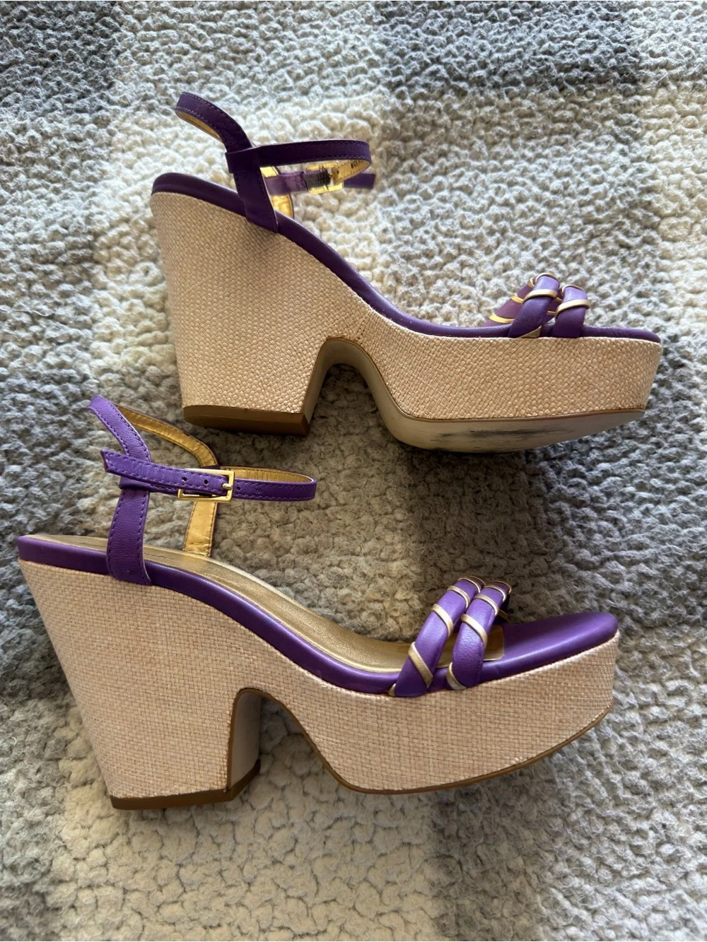 Purple Platform Ankle-Strap Sandals - Kate Spade size 8.5 made in Brazil